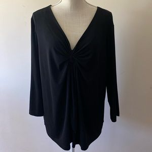 Versailles woman’s black O-ring rushed 3/4 sleeve blouse plus size 2X